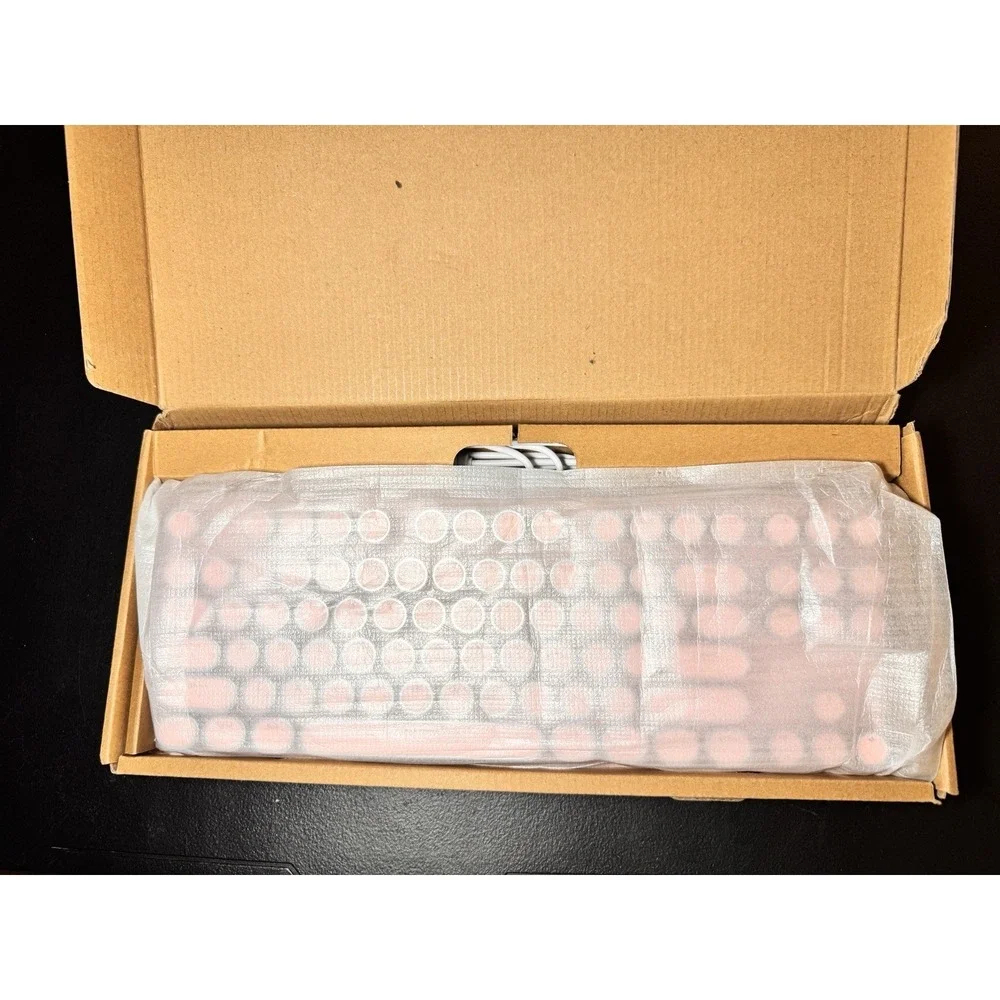 Pink Retro Mechanical Keyboard 87 Key‎ Typewriter Style USB Wired Gaming